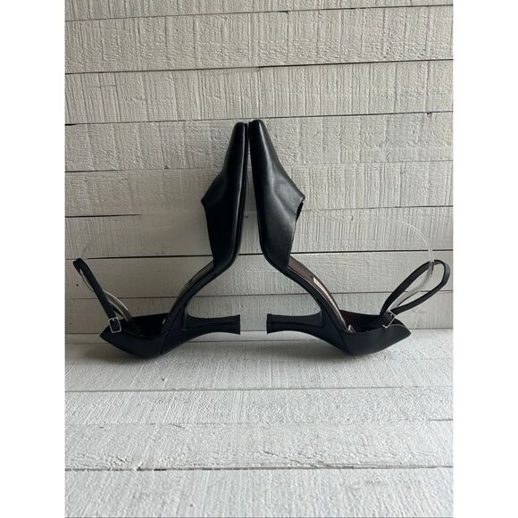 Garolini Grace Black Leather Heels Ankle Strap Pumps Women’s Size 10M Square Toe - Picture 4 of 6